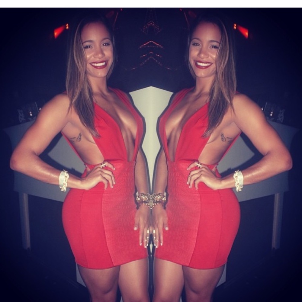 Short Red Dress With Python Panel Down The Front - image 4